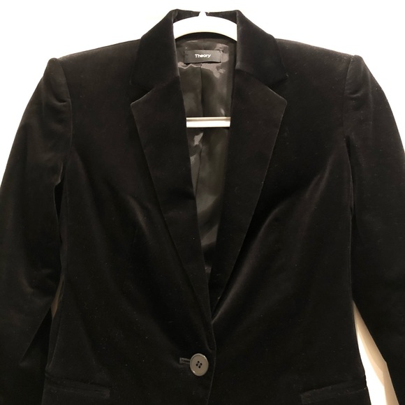 THEORY Single Breasted Velvet Blazer - 00 - Picture 6 of 9
